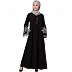 Designer abaya with embroidered sleeves- Black and White